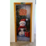 Capa De Porta Painel Decorativo Natal Boneco De Neve Sublimado 0,85x2,10m Veste Fácil