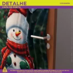 Capa De Porta Painel Decorativo Natal Boneco De Neve Sublimado 0,85x2,10m Veste Fácil