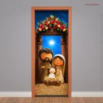 Capa De Porta Decorativa Natal Religioso Menino Jesus Decoração Natalina Sublimado 0,85x2,10m C/elástico