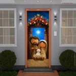 Capa De Porta Decorativa Natal Religioso Menino Jesus Decoração Natalina Sublimado 0,85x2,10m C/elástico