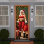 Capa De Porta Decorativa Natal P/banheiro Feminino Academia Decoração Natalina Em Tecido 0,85x2,10m Veste Fácil