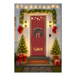 Capa De Porta Natal Decoração De Casa 0,85mx2,10m C/ Elástic