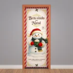 Capa De Porta Natalina Decorativa Em Tecido Decoração De Natal Para Casa 0,85x2,10m C/elástico