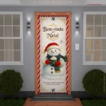 Capa De Porta Natalina Decorativa Em Tecido Decoração De Natal Para Casa 0,85x2,10m C/elástico