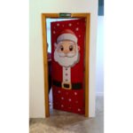 Capa De Porta Natalino Painel Decorativo Papai Noel Em Tecido 0,85x2,10m C/Elástico
