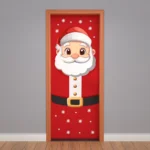 Capa De Porta Natalino Painel Decorativo Papai Noel Em Tecido 0,85x2,10m C/Elástico