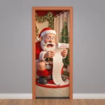 Capa De Porta Natalina Decorativa P/banheiro Sublimado 0,85x2,10m C/elástico Decoração De Natal