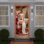 Capa De Porta Natalina Decorativa P/banheiro Sublimado 0,85x2,10m C/elástico Decoração De Natal