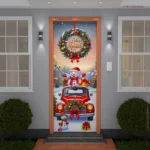 Capa De Porta Natalina Em Tecido Decorativo Decoração De Natal 0,85x2,10m C/elástico Para Casa