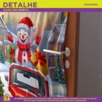 Capa De Porta Natalina Em Tecido Decorativo Decoração De Natal 0,85x2,10m C/elástico Para Casa