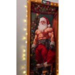 Capa De Porta Natalina Decoração De Natal Banheiro Masculino Em Tecido Decorativo P/academia 0,85x2,10m C/elástico