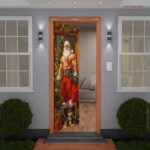 Capa De Porta Natalina Decoração De Natal Banheiro Masculino Em Tecido Decorativo P/academia 0,85x2,10m C/elástico