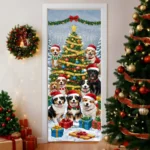 Capa De Porta Natal Decoração Natalina Em Tecido Para Pet Shop 0,85x2,10m Veste Fácil