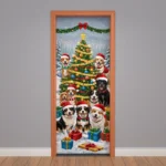 Capa De Porta Natal Decoração Natalina Em Tecido Para Pet Shop 0,85x2,10m Veste Fácil