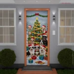 Capa De Porta Natal Decoração Natalina Em Tecido Para Pet Shop 0,85x2,10m Veste Fácil