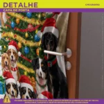 Capa De Porta Natal Decoração Natalina Em Tecido Para Pet Shop 0,85x2,10m Veste Fácil
