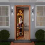Capa De Porta Natalino Painel Papai Noel Decorativo Em Tecido 0,85x2,10m C/elástico