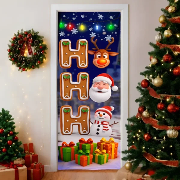Capa De Porta Natalina Sublimado Para Decoração De Natal Enfeites Natalinos 0,85x2,10m C/elástico