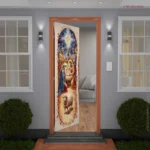 Capa De Porta Presépio Natalino Decoração de Natal Religioso Em Tecido C/Elástico 0,85x2,10m