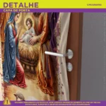 Capa De Porta Presépio Natalino Decoração de Natal Religioso Em Tecido C/Elástico 0,85x2,10m