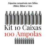 Cápsula Gás Para Chantilly Sifão 100 Ampolas Kit 10 Caixas