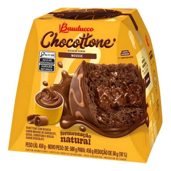 Chocotone Maxi Mousse Coberto Com Chocolate Bauducco 450g