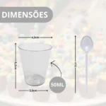 100 Copo Tacinha Doce Brigadeiro 50ml Acrilico 100 Colheres