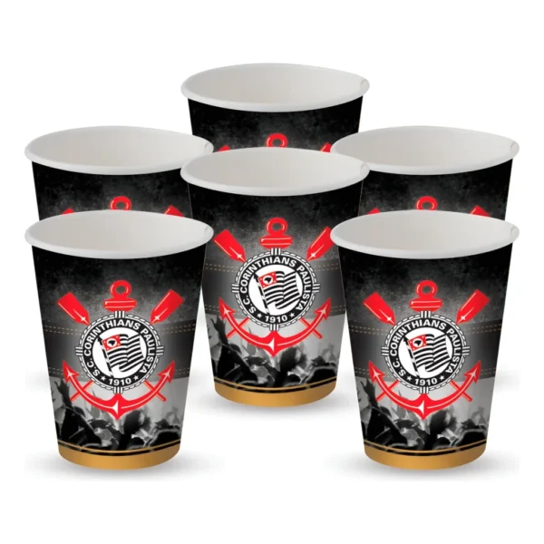 8 Copos Decoração Festa Corinthians Festa Aniversário 200ml