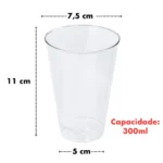 100 Copos Acrílico 300ml Cristal Descartável Transparente