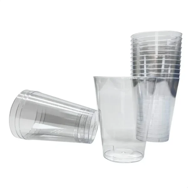 100 Copos Acrílico 300ml Cristal Descartável Transparente