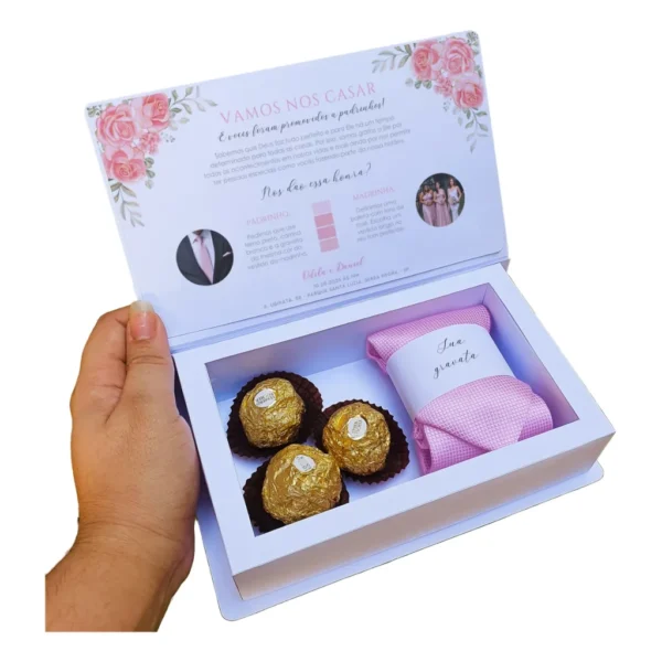 6 Caixas Convite Padrinhos Casamento Com Manual Para Gravata