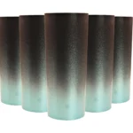 6 Copos Long Drink De Acrílico Preto Fosco Degradê 330ml