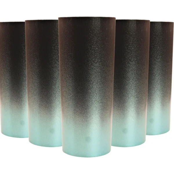 6 Copos Long Drink De Acrílico Preto Fosco Degradê 330ml