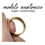 Par Aliança Casamento Chanfrada 7mm Aço Banhada + Solitário