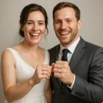 Par Aliança Casamento Lisa Friso 6mm Aço Banhada + Solitário