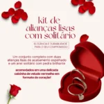 Par Alianças Prata 4mm Namoro Compromisso + Anel Solitário