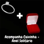 Par De Alianças Finas Prata Aço Inox 2mm Namoro + Solitário