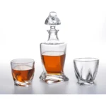 Decanter Whisky Conjunto Garrafa Com 2 Copos Caixa Madeira