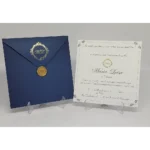 Convite 15 Anos Azul E Dourado Com Lacre De Cera