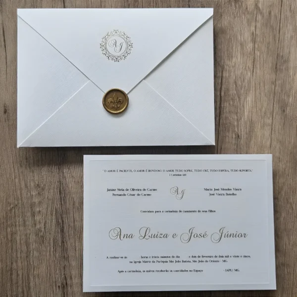 Convite De Casamento Clássico Lacre Cera