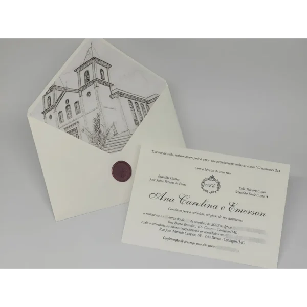 Convite Casamento Igreja E Lacre De Cera