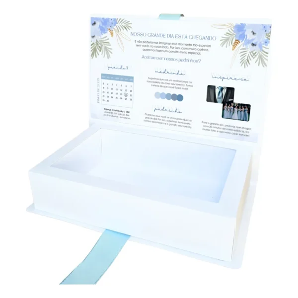 12 Convite Padrinhos Casamento Manual Fita Cetim 15x9cm