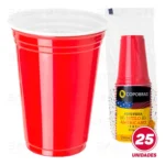 Copo Americano 400ml Vermelho Red Cup Beer Pong - 25 Und