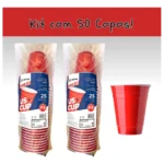 Copo Americano Descartável Beer Pong Vermelho 100 Unidades