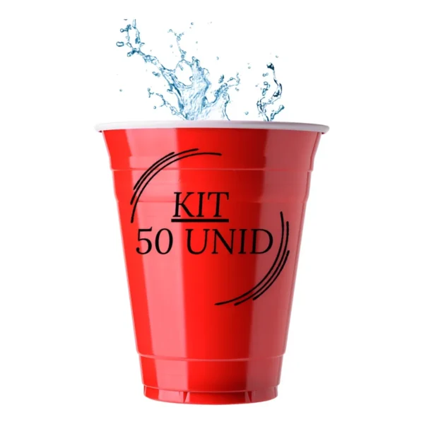 Copo Americano Descartável Beer Pong Vermelho 50 Unidades