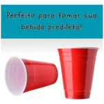 Copo Americano Descartável Beer Pong Vermelho 50 Unidades