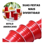 Copo Americano Red Cup Beer Pong Descartável 100 Un Vermelho