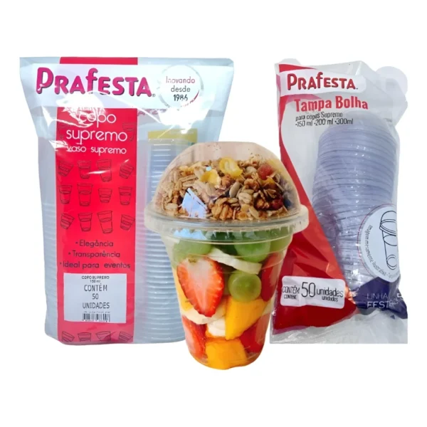 Copo Com Tampa 150ml Prafesfa Transparência E Elegância 100u