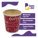 Copo De Papel 110ml Standart Coffe Vermelho Descartável Papel Biodegradável Boxbe C/ 100un
