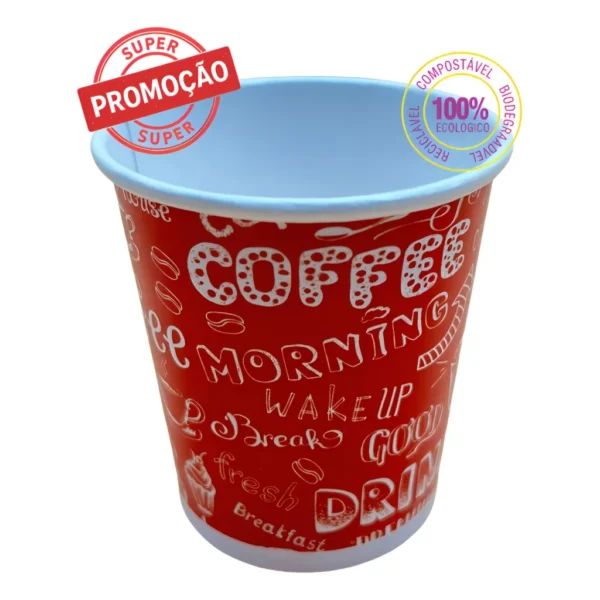 Copo De Papel 110ml Standart Coffe Vermelho Descartável Papel Biodegradável Boxbe C/ 100un